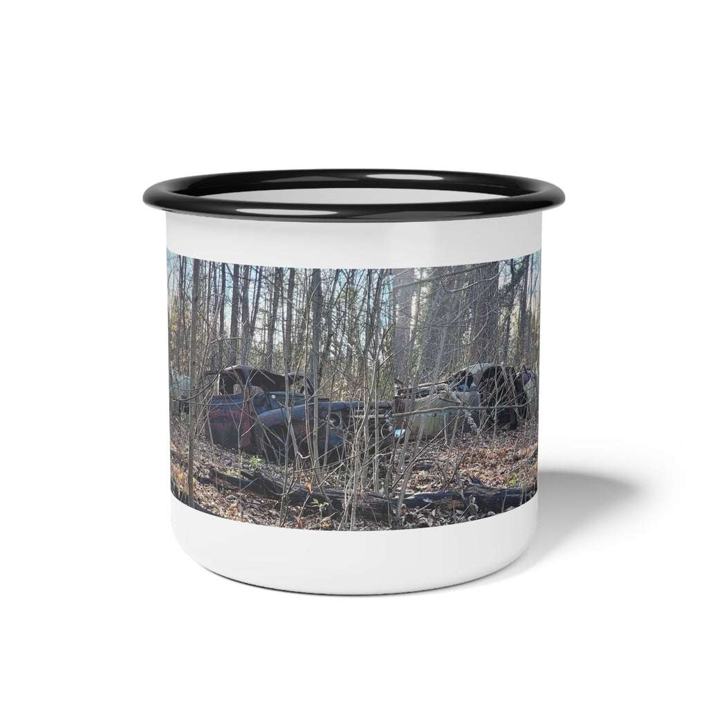 Enamel Camp Cup — Rustic Forest Junkyard Vintage Truck Photo Camper Mug