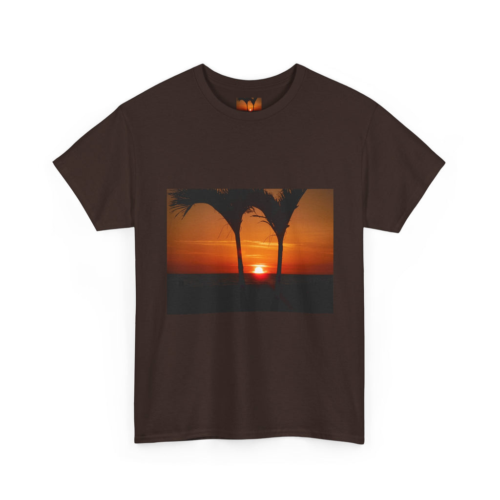 Unisex Sunset Palm Trees Swaying Heavy Cotton Tee
