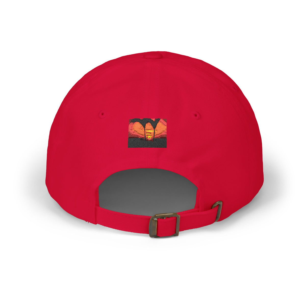 Sunset Palm Dad Cap — Retro Tropical Sunset Embroidered Hat