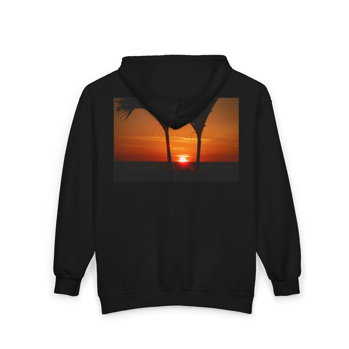 Sunset Palm Zip Hoodie – Tropical Beach Sunset Full-Zip Sweatshirt