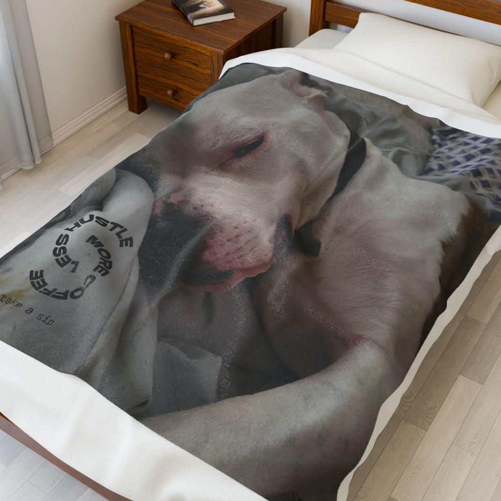 Personalized Velveteen Plush Blanket - Cozy Photo Throw with 'Hustle More' Design