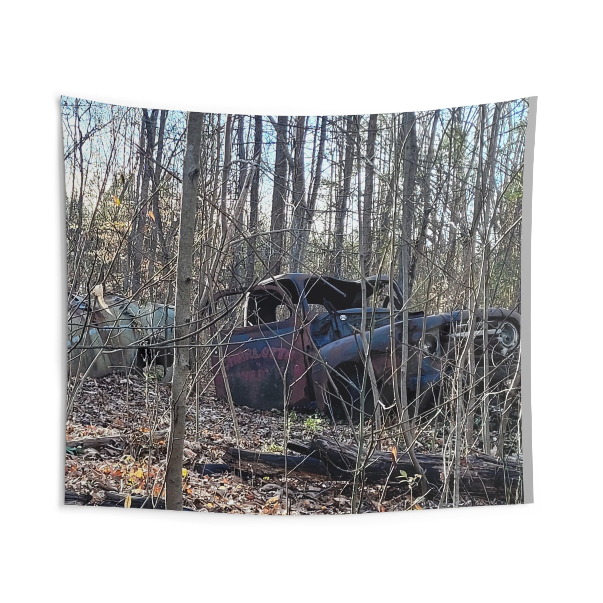 Rustic Abandoned Truck Wall Tapestry — Vintage Forest Décor