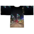 Neon City Nightscape Kimono Robe — Urban Night Drive All-Over Print