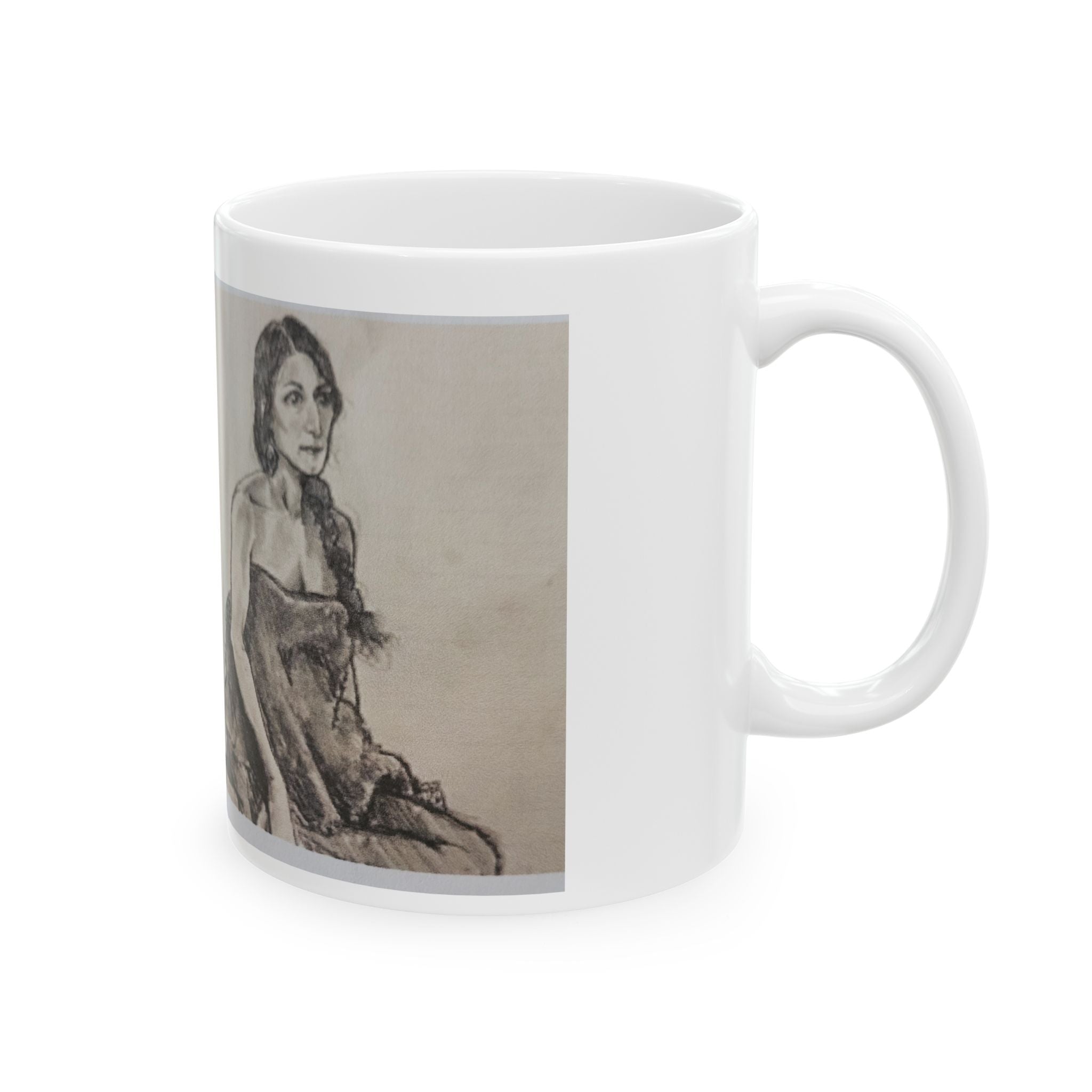 Sketch Art Mug — Vintage Figurative Pencil Drawing Coffee Cup (11oz/15oz)