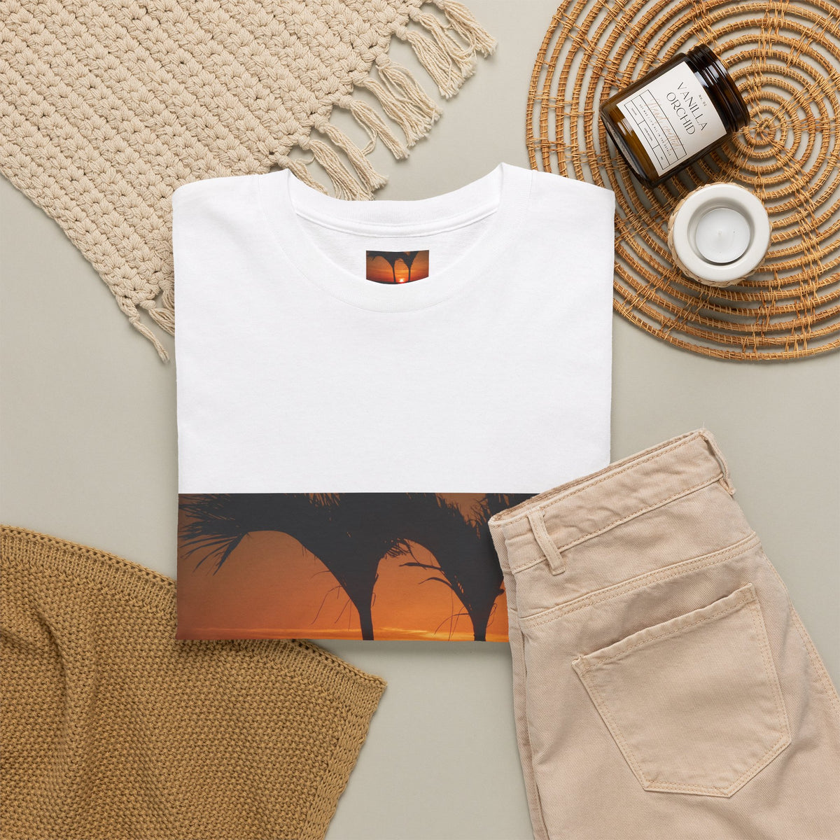 Unisex Sunset Palm Trees Swaying Heavy Cotton Tee