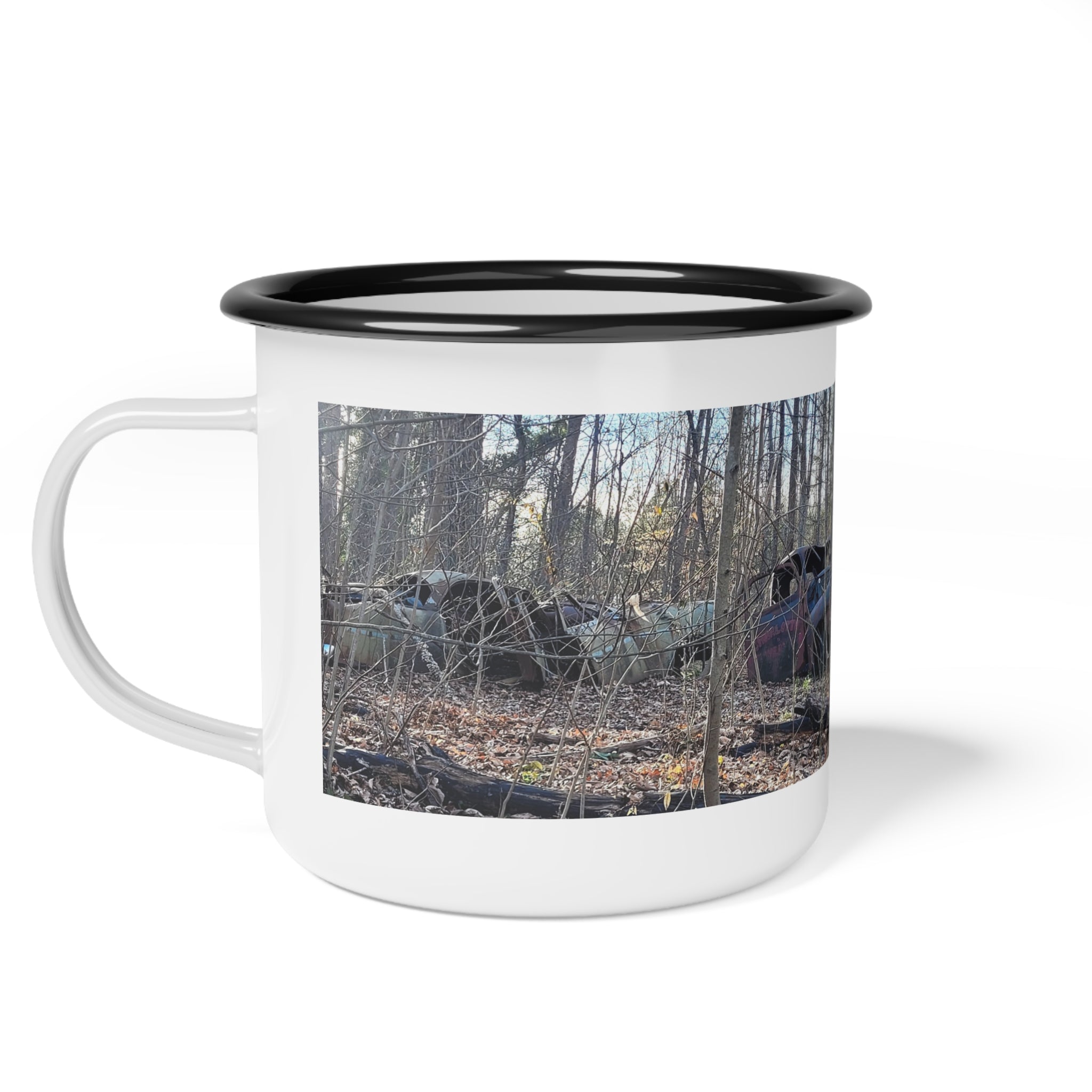 Enamel Camp Cup — Rustic Forest Junkyard Vintage Truck Photo Camper Mug