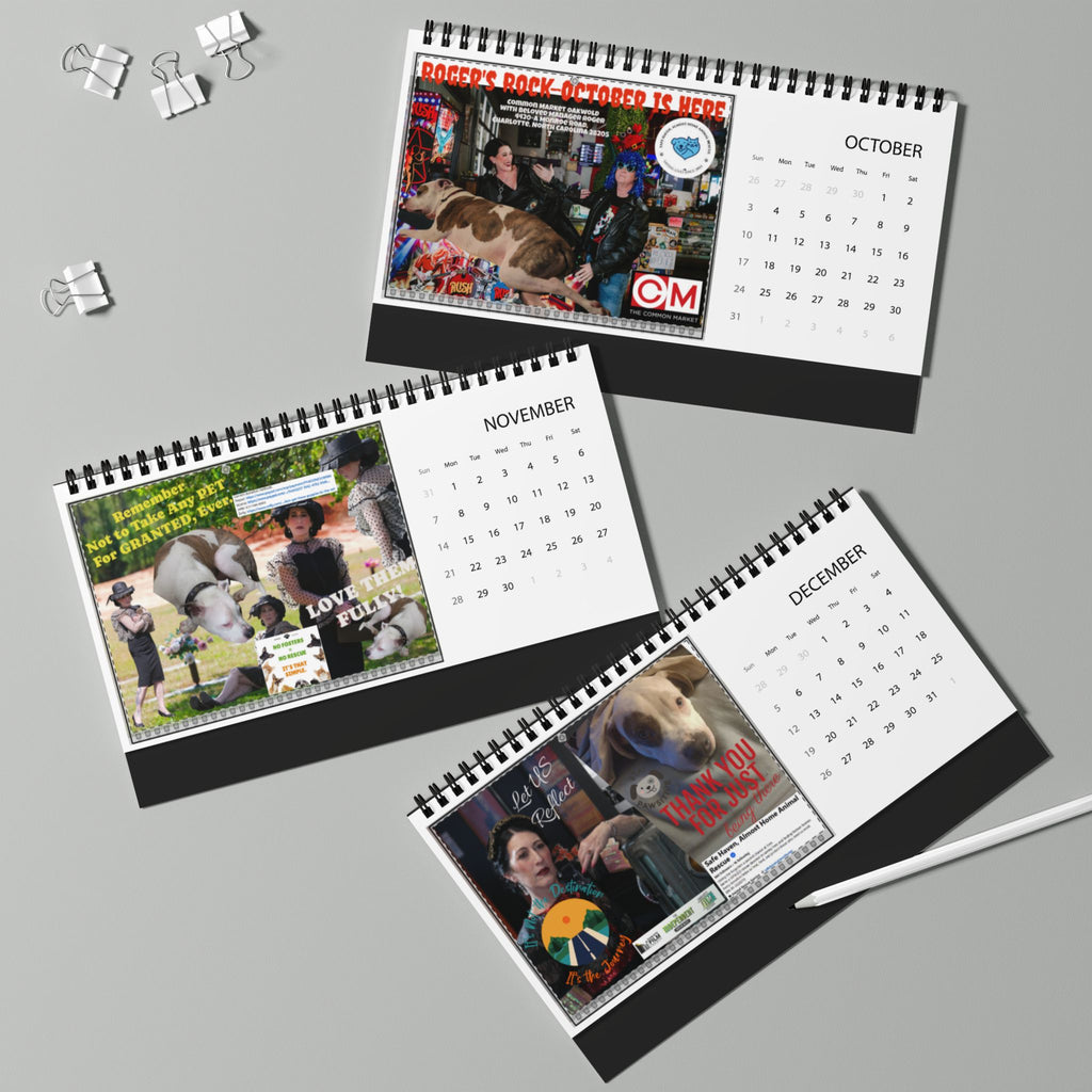 2027 Desktop Calendar — Memorial Pitbull Rescue Tribute Grid Calendar